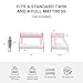 DHP Dusty Metal Bunk Bed Frame, Twin-Over-Full for Kids, Teens, Adults, Angled Ladder, Guardrail, No Boxspring, Small Spaces, Pink