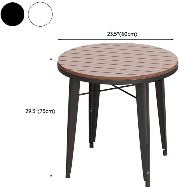 CraftThink Wooden Picnic Table Set Wood Metal Dining Set Perfect for Outdoor Garden Yard Pub Beer Activities Dining Use, Round Table 23.5" L x 23.5" W x 29.5" H with Chairs (3Pcs Set Brown &Black)