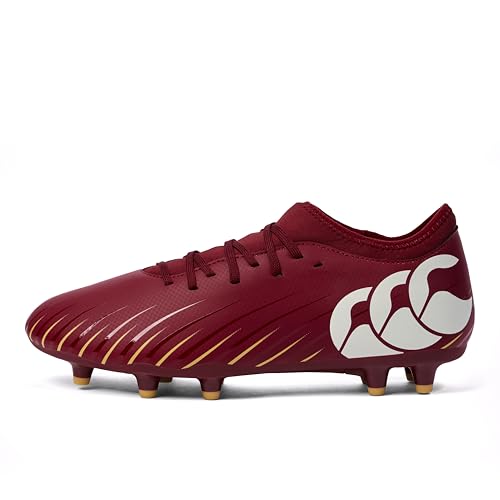 Canterbury Botas de Rugby CCC Speed Falcon Firm Ground Team Unisex, Dalia Roja, 45 EU