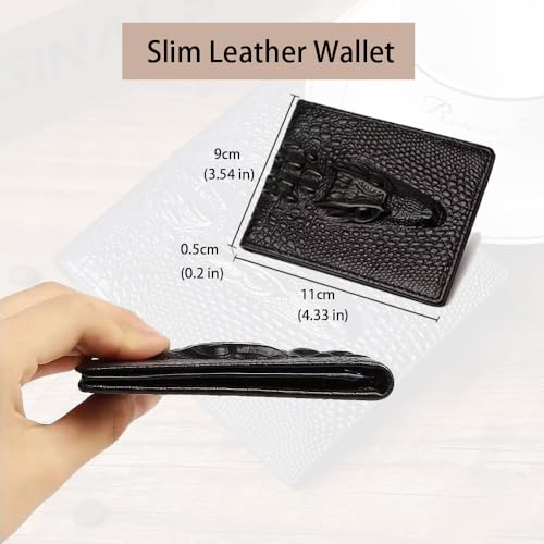 Real Leather Wallet for Mens, RFID Blocking with ID Window Slim Thin Stylish Unique Alligator Pattern Wallets in Gift Box For Mens Gift3