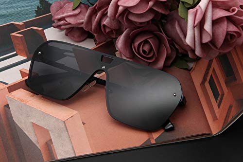 Rimless Mirrored Sunglasses Oversized Women Men Fashion Sun Glasses Flat Top Square Style 6