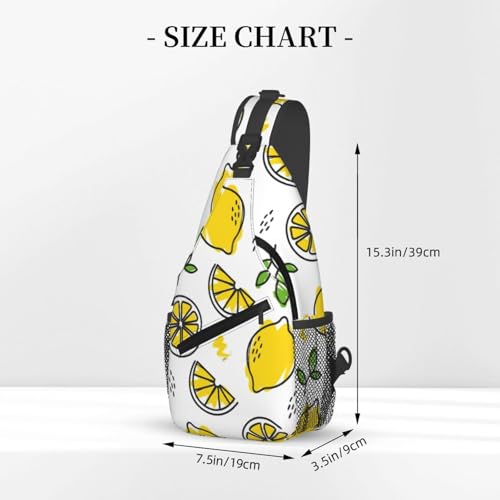 yellow lemon pattern Sling Backpack Unisex Crossbody Chest Bag Shoulder Chest Bag For Women Men Hiking Travel3