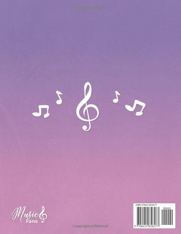 Blank Sheet Music Notebook for Kids | Wide Staff Msic paper for Kids: Music large Staves Paper for kids and Beginners... | 102 Pages - 6 Staves per ... | Premium white Paper (Purple Soft Cover) image 3