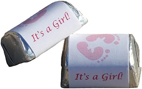 90 Its a Girl Pink Footprints Nuggets Labels for Baby Shower Or Baby Sprinkle Party Or Event Decorations, Stickers, Wrappers, Favors