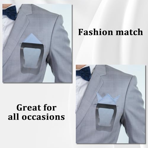 Image of Luckyvestir Pocket Squares for Men, 9 inch Cotton Linen Sage Handkerchiefs Men Women with Pocket Square Holder for Suits Business
