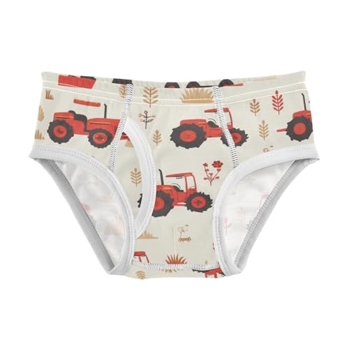 KLL Red Old Wheeled Tractors Cute Baby Boys Soft Briefs Cute Children Panties