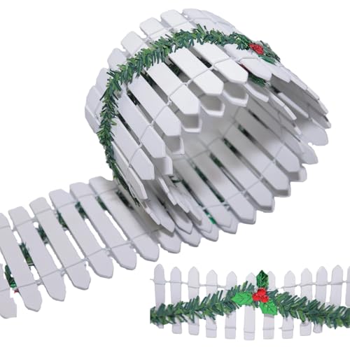 Miniatur Zaun Basteln, Mini Weihnachtsbaum Zaun Weiß, 90 x 10 cm...