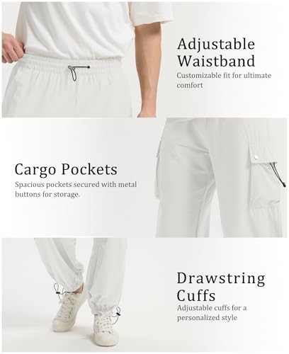 Susclude Parachute Cargo Pants for Men Loose Fit Baggy Sweatpants Casual Pant with Pocket Outdoor Drawstring Trousers 20254