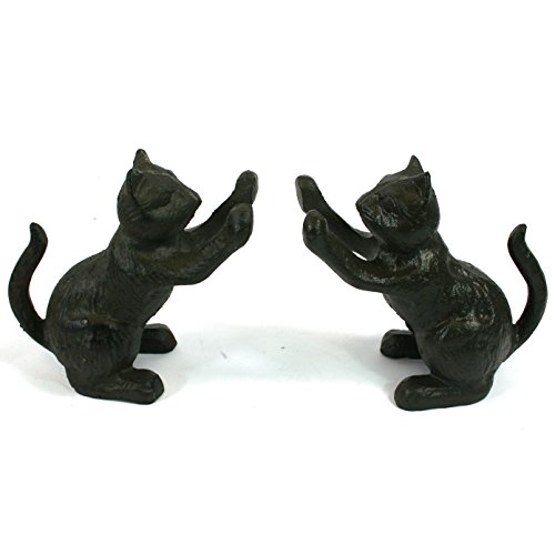 Black Ginger Juego de 2 sujetalibros/topes de puerta de hierro fundido para...