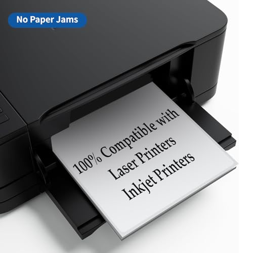Image of Full Sheet Labels 8.5 inch x 11 inch Sticker Paper Matte White, Large Shipping Label Paper for Inkjet Laser Printer, 250 Counts