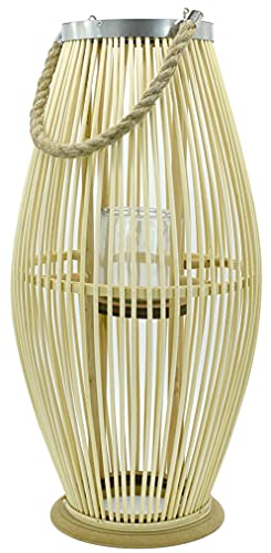 Kerzenhalter Hängend Bambus mit Henkel und Glaseinsatz Windlicht...