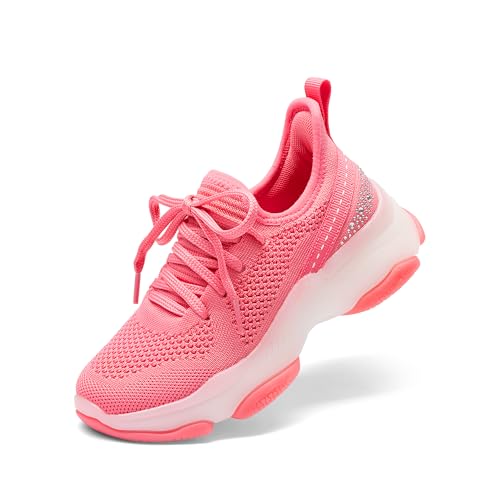 DREAM PAIRS Girls Slip-On Sneakers Kids Sparkle Pop Lightweight Jelly Sole Walking Shoes 10 Toddler Hot Pink