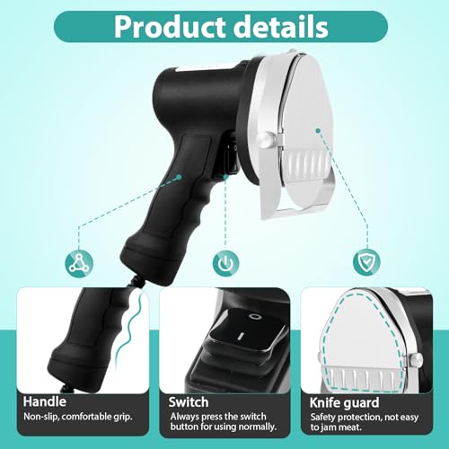 YJINGRUI Electric Kebab Slicer 80W Handheld Doner Kebab Shawarma Knife - Adjustable 0.5-8mm Thickness Electric Meat Cutter for Home, Roast Meat Shops, Restaurants & Barbecue Parties - Image 4