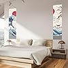 AHANDMAKER Confezione da 2 arazzi giapponesi con onde oceaniche rosse sole e onde e fiori di ciliegio rossi nappe da appendere alla parete per stanza, 33 x 130 cm #4