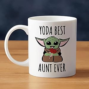 LOZACHE Aunt Gifts from Niece Nephew, BAE Best Aunt Ever Baby Yodas Coffee Mug, Mothers Day Birthday Gifts for Great Aunt Auntie Appreciation Present, 11oz White (Yodas Aunt) LOZACHE Aunt Gifts from Niece Nephew BAE Best Aunt Ever Baby Yodas Coffee Mug Mothers Day Birthday Gifts for Great Aunt Auntie Appreciation Present 11oz White Yodas Aunt