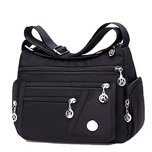 DKaony Damen Schultertasche groß Tasche Umhängetasche Street Bag Wasser-Beständige Nylon Viele Fächer Schultertaschen mit Kartenfächer Verstellbar Abnehmbar Schultergurt