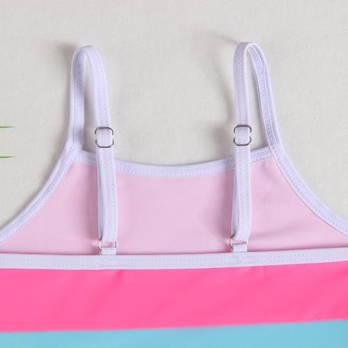 Image of Little Girl Swimsuit Casual Swimwear Kids Two Piece Color Block Bathing Suits Beach Bikini Set 3-12Years