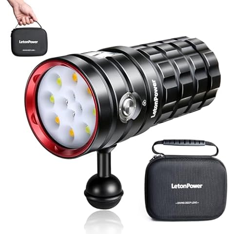 LetonPower Turbo S Pro Dive Light, 13000Lumens 100m Underwater Video Light,Diving Flashlight,Waterproof Flashlight with Type-C Charging for Professional Under Water Sports Cover