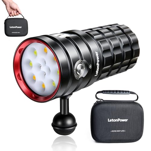 LetonPower Turbo S Pro Dive Light, 13000Lumens 100m Underwater Video Light,Diving...