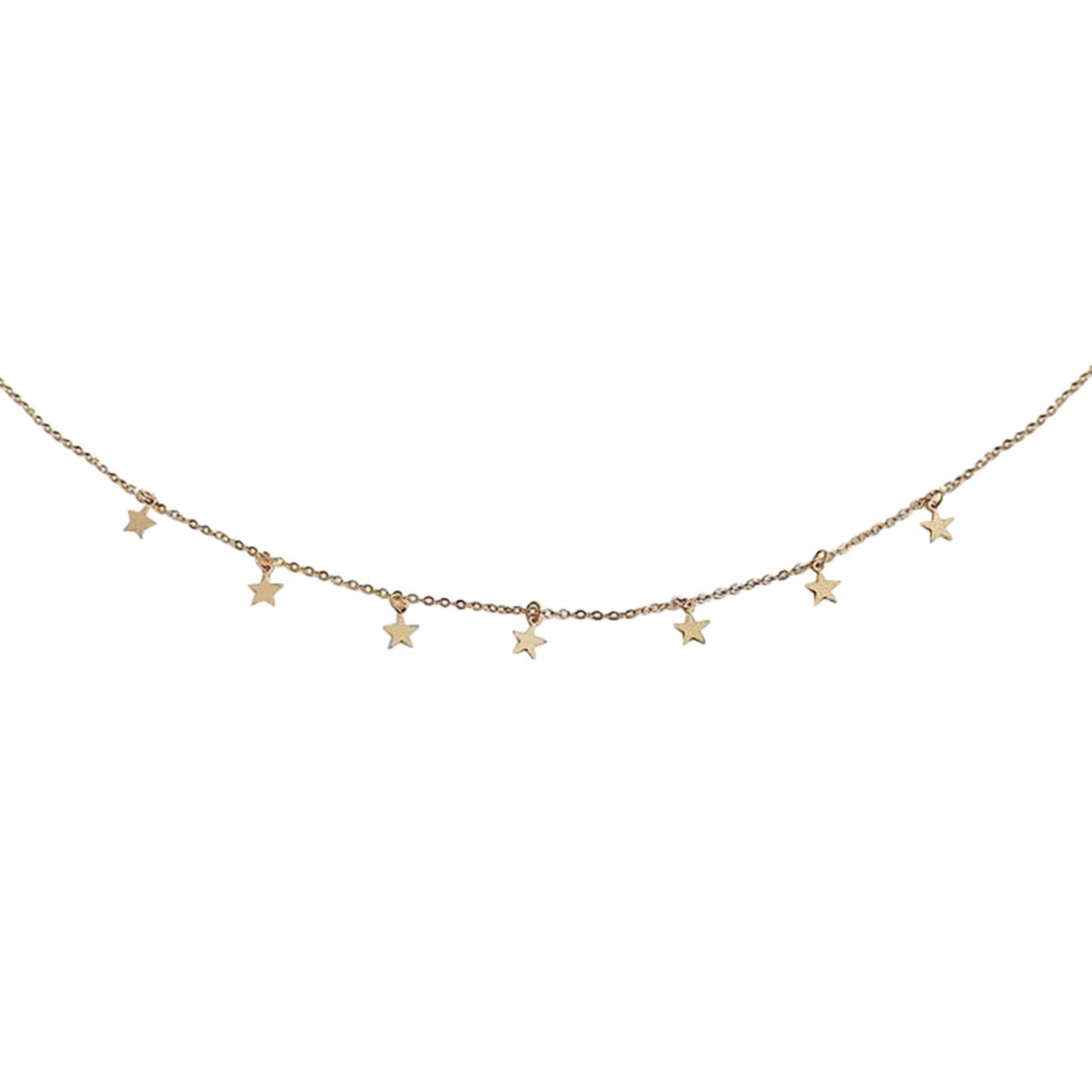 Necklaces for Women Fashion Jewelry Valentine Gift Choker Star Pendant Alloy Clavicle Chain Beaded Necklace Set for Her