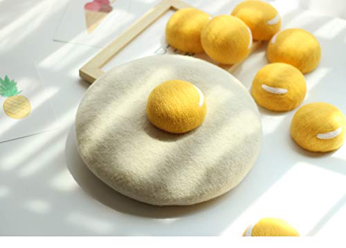 Manual Wool Egg Yolk Beret Lovely Gift for Winter Poached Egg Berets Cap Hat for Women Girls White4