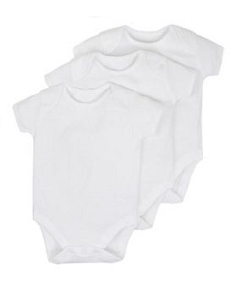 Baby Bodysuit/Babygrow/Vest ***New*** 100% Cotton White 0-3-6-9-12 (Pack of 3) (9-12)