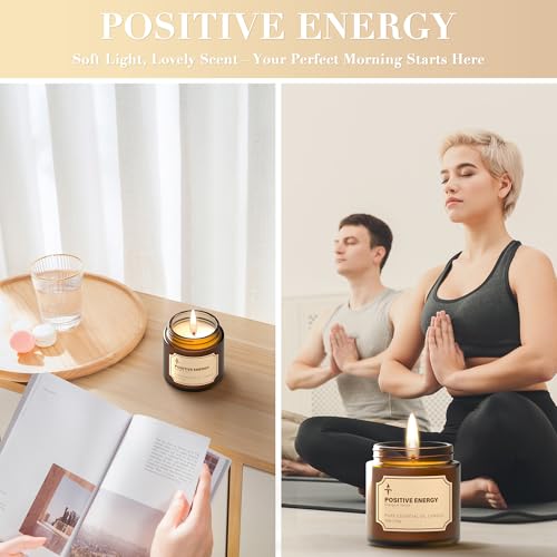 TRINIDa Candles Gifts for Women, 3 Pack 3.5 oz Scented Candles Set for Positive Energy & Detox & Deep Sleep, Natural Soy Wax Candle Set Long Burning for 90-105 Hrs, Aromatherapy Candle Gift Set