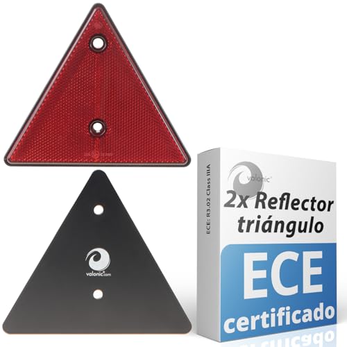 valonic reflector triángulo, 2 piezas - para remolques - certificado según ECE: R3.02 Clase IIIA - 15cm - catadrioptico remolque trangulo - rojo - sin tornillos incluidos