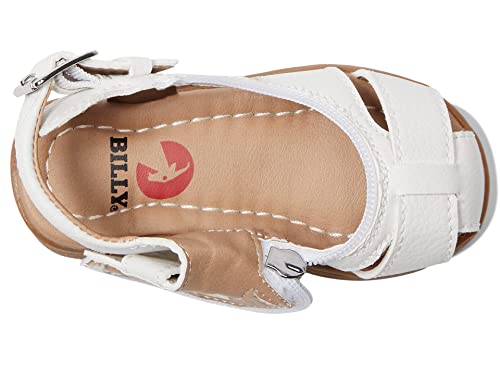 Billy Footwear Kids Sandal For Toddler - Faux Leather Upper With Rubber Outsole, Buckle Strap, And Zippered Closure White 8 Toddler M #TOP1