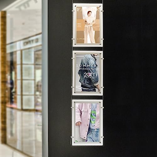 Image of 3Pcs Acrylic Backlit Picture Frames, A3 Landscape Window Hanging Detachable Backlit Picture Frame Backlit LED Frame LED Light Box Advertising Display for Movie Theaters, Promotions