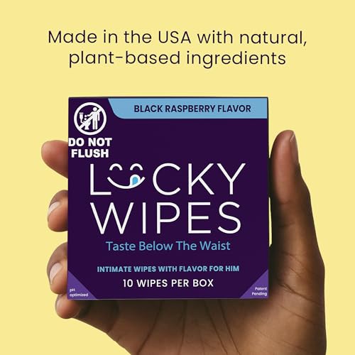 Image of Sweetums Lucky Wipes for Men, Black Raspberry - pH Balanced, 10 Ct | Individually wrapped, pH balanced flavored wipes designed for men, convenient for on-the-go freshness