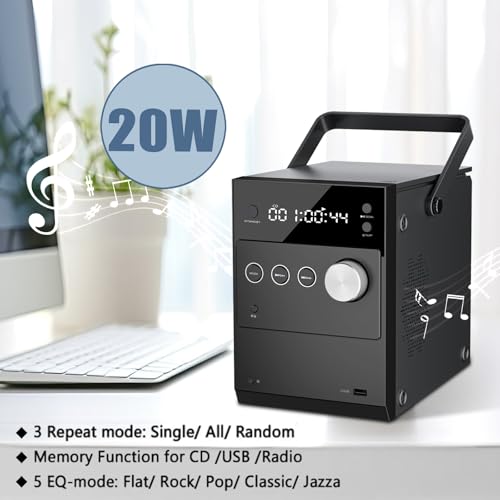 Image of LONPOO Portable CD Player Boombox 20W Stereo System with Remote Control