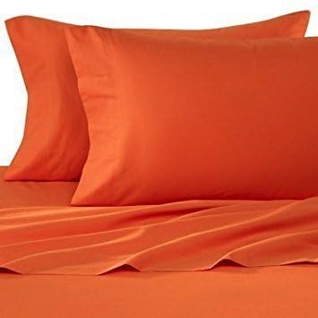 Elegance Linen 1200 Thread Count Luxury Silky Soft Wrinkle Resistant 4 pc Sheet Set, Deep Pocket Up to 16" and Colors, King Orange