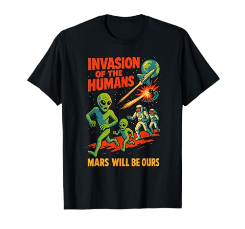 Photo de T-shirt rétro Sci-Fi Alien UFO - Space Invasion of the Humans T-Shirt