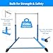 Safe Sturdy Gymnastics Bar for Kids Ages 3-18，Easy to Assemble and Release，3'-5' Adjustable Heigh，Anti-Slip，Steel Home Gym Training Bar for Junior Gymnasts，Gymnastic Equipment for Indoor Practice，Blue