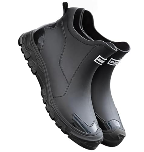 Hhhchpm Men's and Women's Fashion Rain Boots, Non-slip Wear-resistant Waterproof Rain Shoes for Outdoor Work Fishing Travel (black,8)