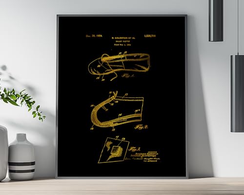 Ballet Slipper Gold Foil Patent Illustration. 36 Colours. Ballet Shoe. Ballerina Dancer. Vintage4