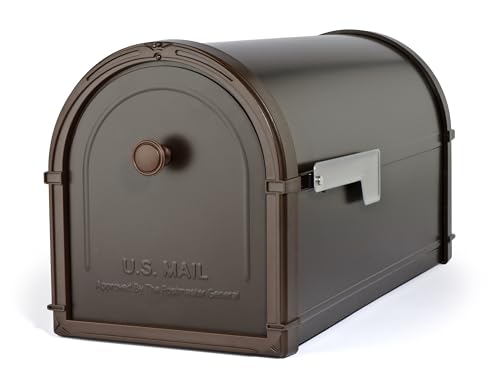 Architectural Mailboxes Bellevue Galvanized Steel Post Mount Mailbox Compatibility Code G 5591RZ-10 Rubbed Bronze Large Capacity