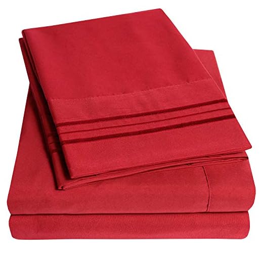 1500 Supreme Collection Bed Sheet Set - Extra Soft, Elastic Corner Straps, Deep Pockets, Wrinkle & Fade Resistant Hypoallergenic Sheets Set, Luxury Hotel Bedding, Queen, Red