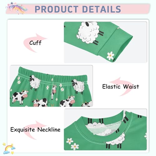 Pajama Sets Long Sleeve Farm Animals Goats and Cows Soft Comfy Sleepwear 2 Piece PJS 3-8T4