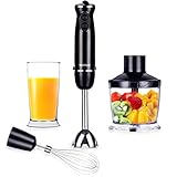 VECELO 800W Premium 4-In-1 Immersion Hand Blender Set with Food Processor Chopper Egg Whisk 500ml Beaker 6 Variable Speeds - Black