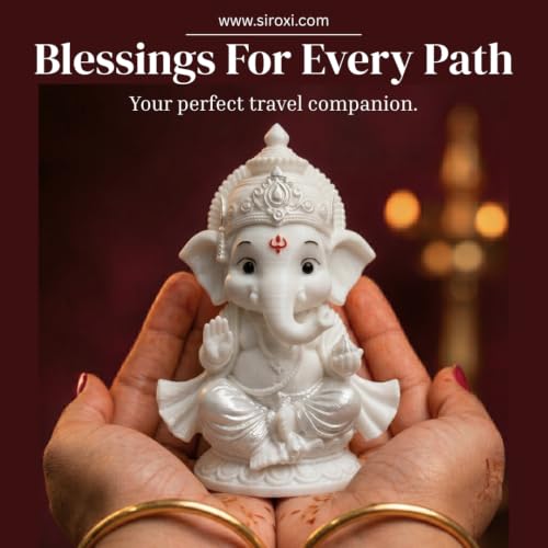 Image of Shri Ganesha Idol Murti, 8 cm Height, Bal Ganesh, 3D Printed, PETG Material, Light Weight, God Ganesha Idol for Car Dashboard, Home Decor, Puja, Gift, Office Desk, Pooja Mandir
