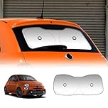 KUNGKIC For FIAT 500 2008-2023 Abarth 595 2012-2023 Car Windshield Sun Shade Front Window Foldable Sunshade Blocks UV Rays Sun Visor Protector (Rear Windshield)