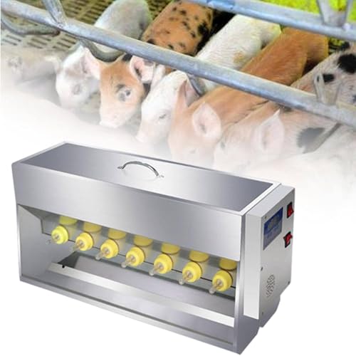 Alimentador automático de biberones con base de acero inoxidable, ideal para el cuidado de lechones y corderos