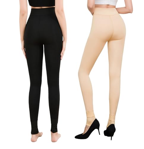 Image of Pnadty Women's High Waisted Velvet Warm Elastic Tights Winter Fleece Lined Thick Leggings Pants