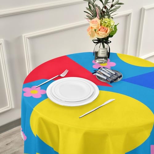 Nappe lavable et réutilisable ronde 152 cm pour table de salle à manger - 7