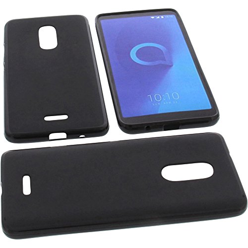 foto-kontor Hülle kompatibel mit Alcatel 3C Tasche Gummi TPU Schutz Handytasche schwarz