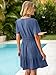 Simplee Womens Summer Denim Dress Casual Short Sleeve Mini Dress Boho Beach Flowy Tiered Short Jean Dresses with Pockets,Denim Deep Blue,M