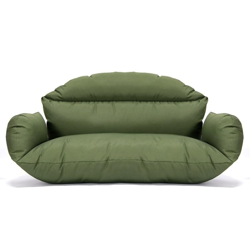 Image of Double Seater Cushion Set - Polyester Fabric Padded Seat for Hanging Egg /Garden Jhula (Dark Green)