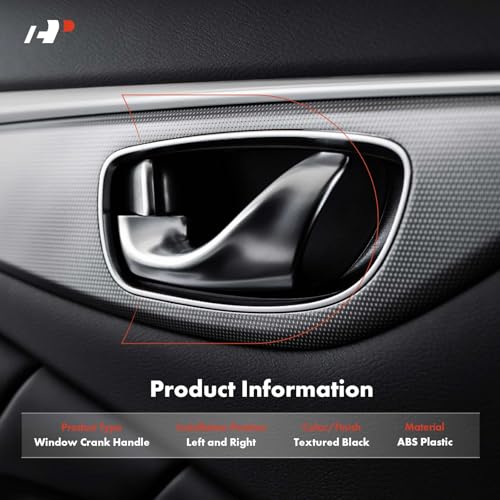 Image of A-Premium 2Pcs Window Crank Handles Compatible with Freightliner Classic FLD132 2003-2007, FLD112 2003-2006, FLD120 1991-1996 /2003-2007, FLD120SD, Textured Black, 2-PC Set, Driver & Passenger Side